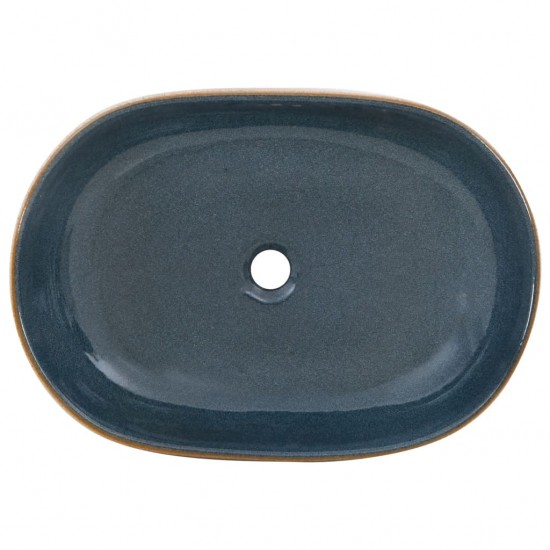 Praustuvas, smėlio ir mėlynas, 59x40x14cm, keramika, ovalus