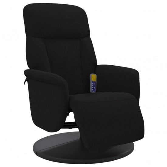 Atlošiama masažinė kėdė su pakoja, juodos spalvos, aksomas
