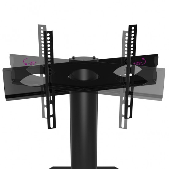 Kampinis TV staliukas, 2 aukštų, juodas, 32–70 colių TV