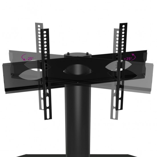 Kampinis TV staliukas, 3 aukštų, juodas, 32–70 colių TV