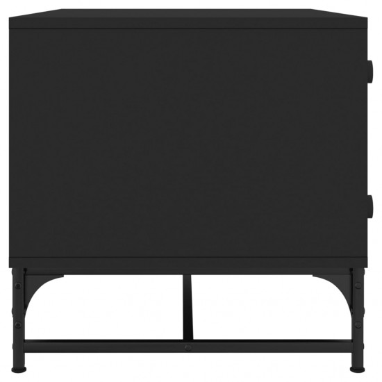 Kavos staliukas su stiklinėmis durelėmis, juodas, 68,5x50x50cm