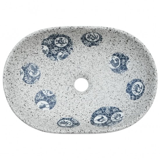Praustuvas ant stalviršio, pilkas/mėlynas, 47x33x13cm, keramika