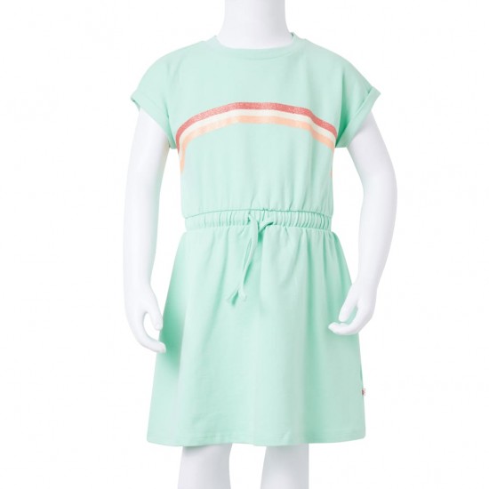 Vaikiška suknelė su sutraukiama juostele, ryškiai žalia, 140 dydžio