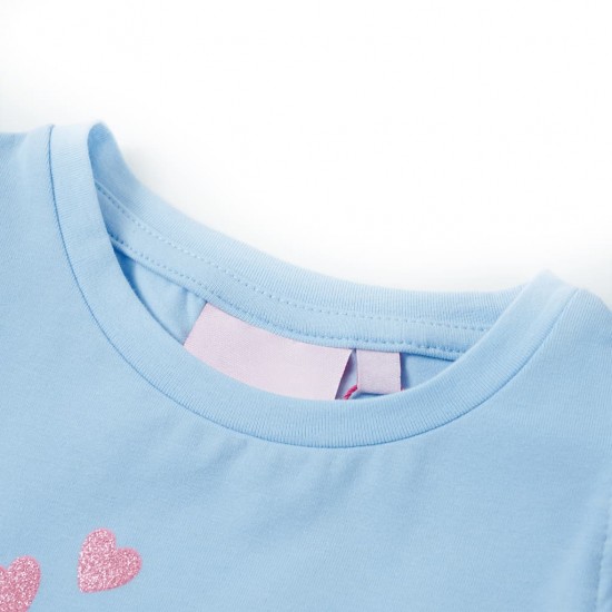 Vaikiški marškinėliai su rankovėmis su raukiniais, šviesiai mėlyni