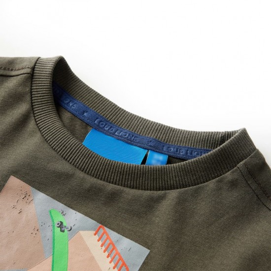 Vaikiški marškinėliai ilgomis rankovėmis, chaki spalvos, 128 dydžio