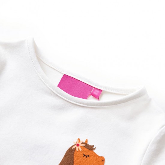 Vaikiški marškinėliai ilgomis rankovėmis, ekru spalvos, 128 dydžio