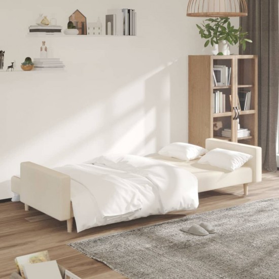 Dvivietė sofa-lova, kreminės spalvos, audinys