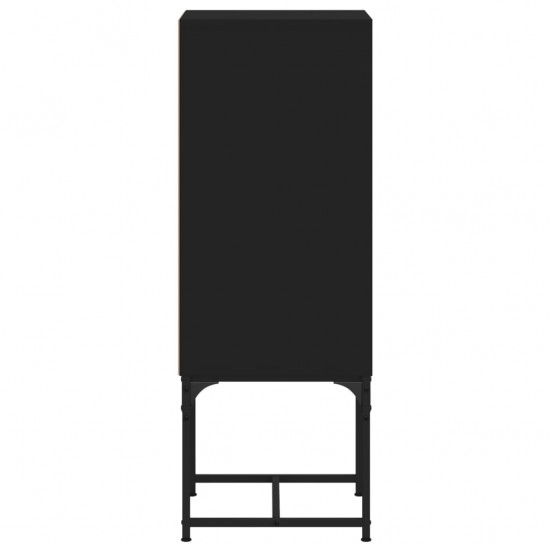 Šoninė spintelė su stiklinėmis durelėmis, juoda, 35x37x100cm