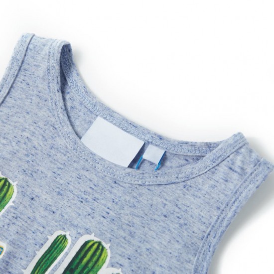 Vaikiški marškinėliai be rankovių, mėlynos spalvos mišinys, 128 dydžio