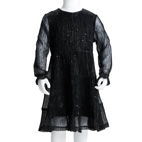 Vaikiška suknelė ilgomis rankovėmis, juodos spalvos, 104 dydžio