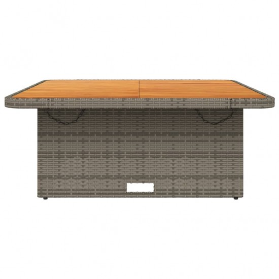 Sodo stalas, pilkas, 110x110x71cm, poliratanas/akacijos mediena