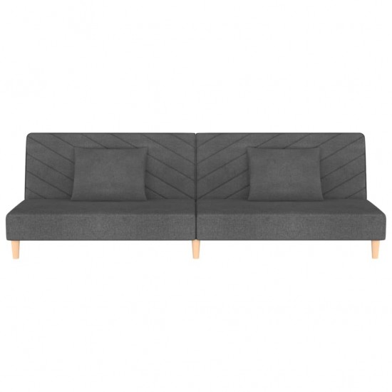 Dvivietė sofa-lova su dvejomis pagalvėmis, pilka, audinys