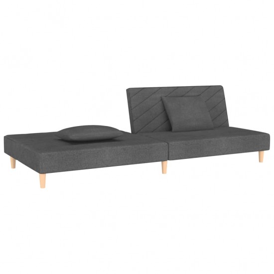 Dvivietė sofa-lova su dvejomis pagalvėmis, pilka, audinys