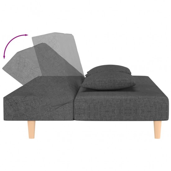 Dvivietė sofa-lova su dvejomis pagalvėmis, pilka, audinys