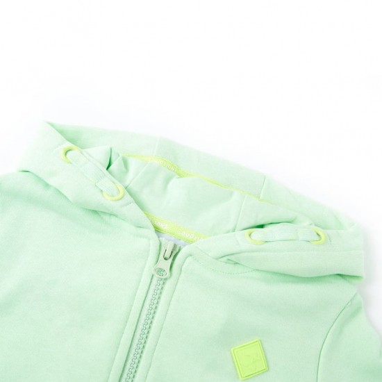 Vaikiškas sportinis megztinis su gobtuvu ir užtrauktuku, žalias, 116