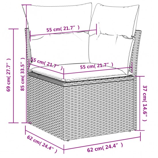 Sofos komplektas su pagalvėlėmis, 6 dalių, pilkas, poliratanas