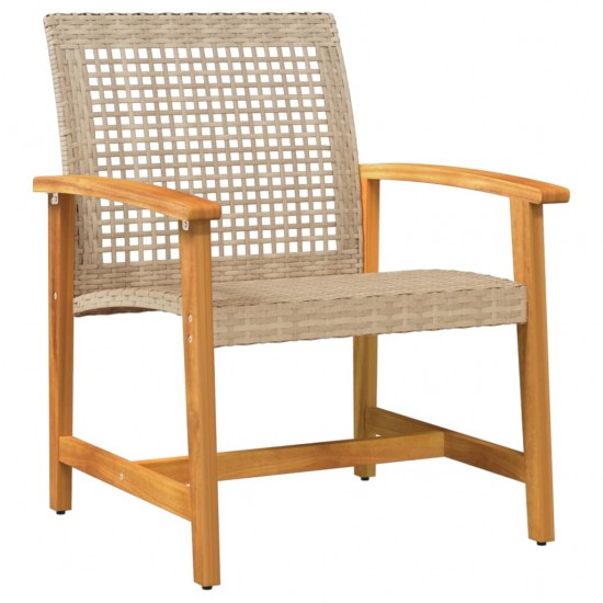 Sodo kėdės, 2vnt., smėlio, poliratanas ir akacijos mediena