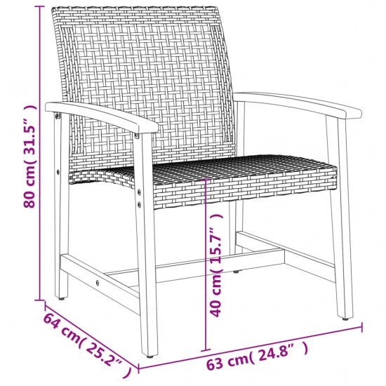 Sodo kėdės, 2vnt., smėlio, poliratanas ir akacijos mediena