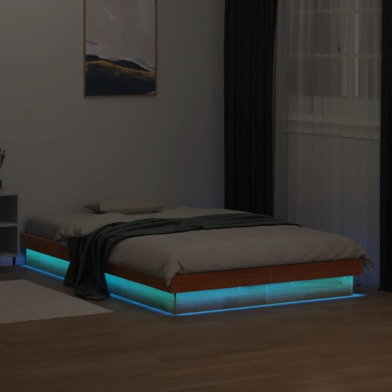 LED lovos rėmas, vaško rudas, 120x190cm, pušies masyvas