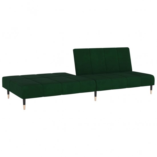 Dvivietė sofa-lova, tamsiai žalios spalvos, aksomas