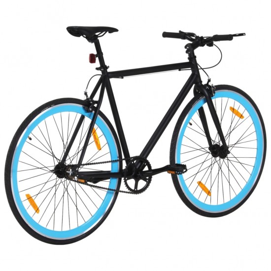 Fiksuotos pavaros dviratis, juodas ir mėlynas, 700c, 55cm
