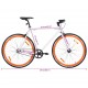 Fiksuotos pavaros dviratis, baltas ir oranžinis, 700c, 55cm