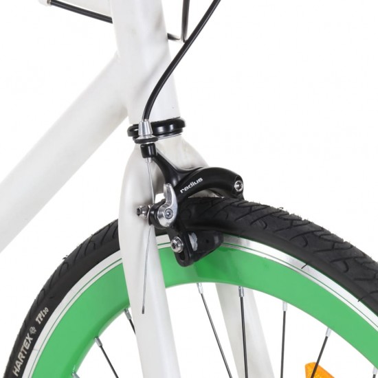 Fiksuotos pavaros dviratis, baltas ir žalias, 700c, 51cm