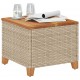 Sodo stalas, smėlio, 45x45x37cm, poliratanas/akacijos mediena
