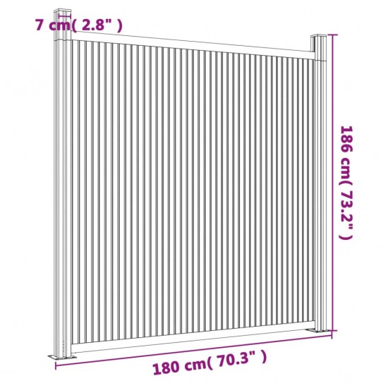 Tvoros segmentas su 2 stulpais, pilkas, 180x186cm, WPC