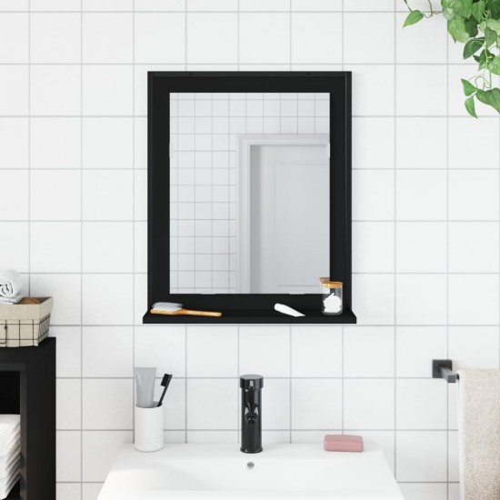 Vonios veidrodis su lentyna, juodas, 50x12x60cm, mediena