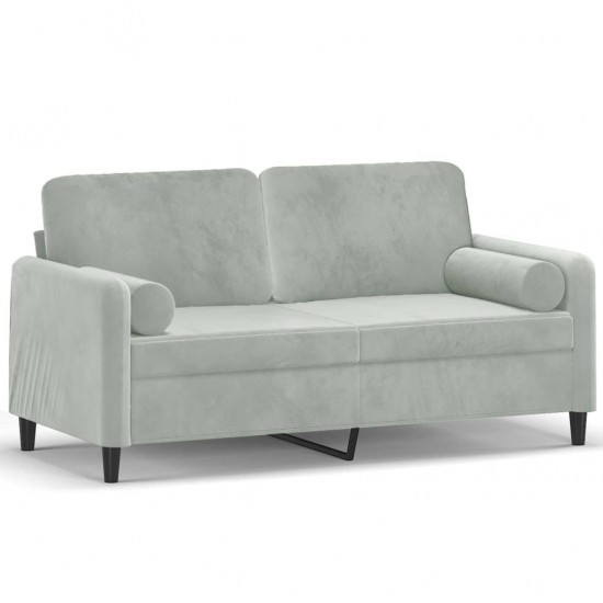 Dvivietė sofa su pagalvėlėmis, šviesiai pilka, 140cm, aksomas
