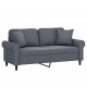 Dvivietė sofa su pagalvėlėmis, tamsiai pilka, 140cm, aksomas