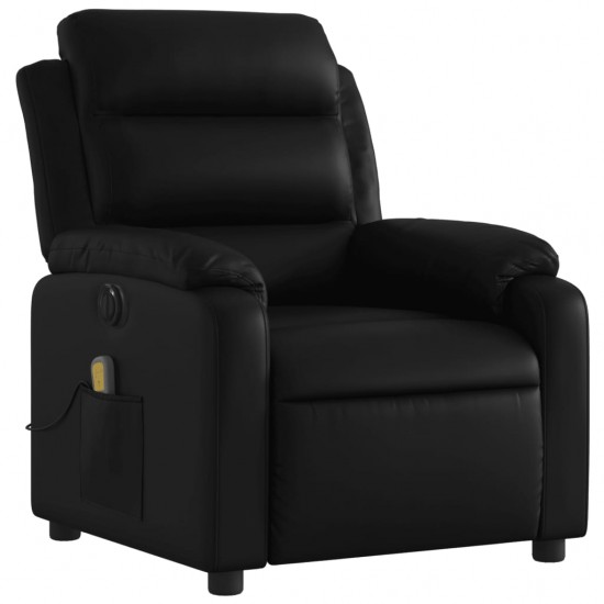 Elektrinis atlošiamas masažinis krėslas, juodas, dirbtinė oda