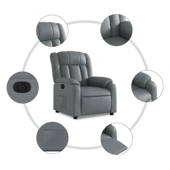 Atsistojantis elektrinis krėslas, pilkas, dirbtinė oda
