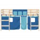 Aukšta vaikiška lova su užuolaidomis, mėlyna, 90x200cm, pušis