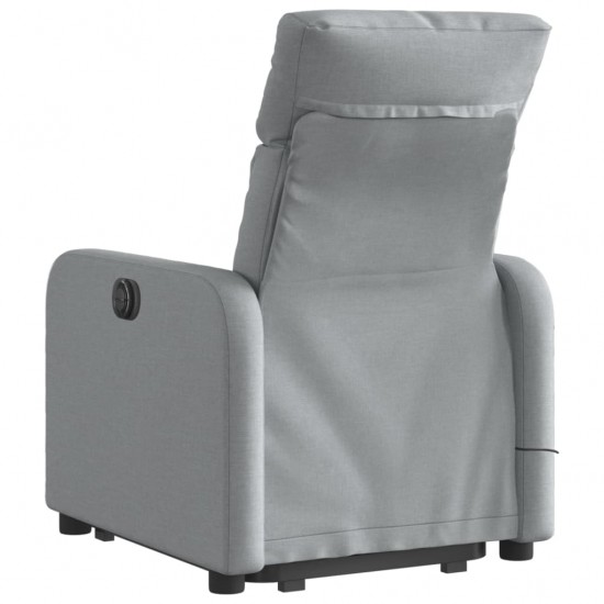 Atsistojantis masažinis krėslas, šviesiai pilkas, audinys