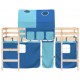 Aukšta vaikiška lova su tuneliu, mėlyna, 90x200cm, pušis