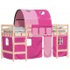 Aukšta vaikiška lova su tuneliu, rožinė, 80x200cm, pušis