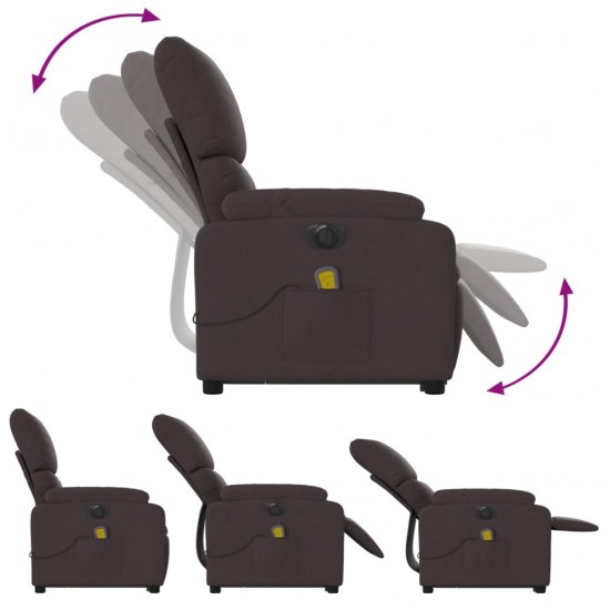 Atsistojantis masažinis krėslas, tamsiai rudas, audinys