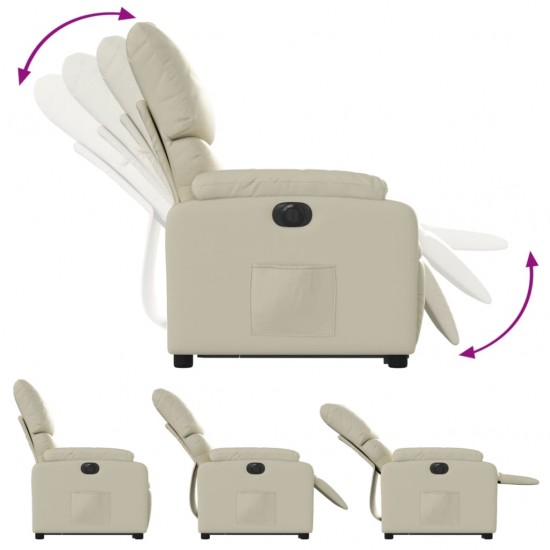 Atsistojantis elektrinis krėslas, kreminis, dirbtinė oda