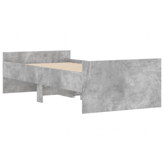 Lovos rėmas su stalčiais, betono pilkos spalvos, 90x190cm