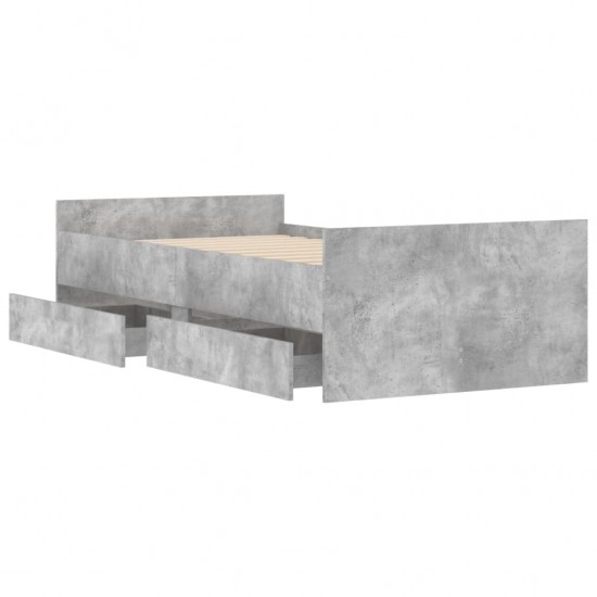 Lovos rėmas su stalčiais, betono, 75x190cm, mažas vienvietis