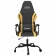 Masažinė žaidimų kėdė, juodos ir auksinės spalvos, dirbtinė oda