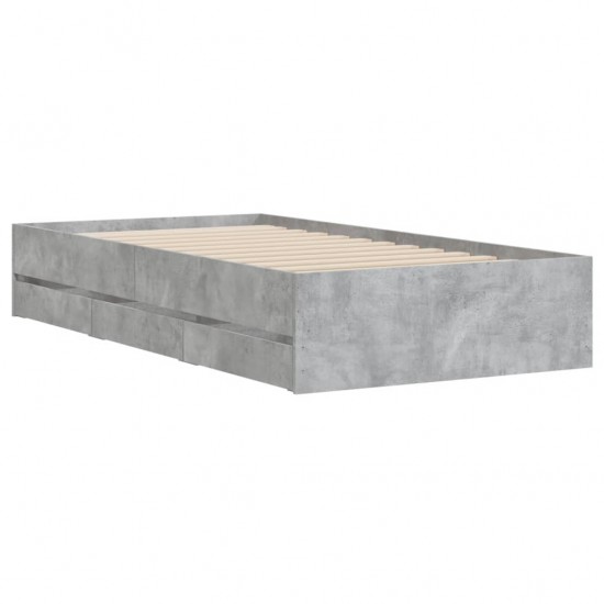Lovos rėmas su stalčiais, betono, 100x200cm, apdirbta mediena