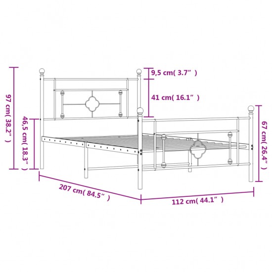 Lovos rėmas su galvūgaliu/kojūgaliu, juodas, 107x203cm, metalas