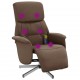 Atlošiama masažinė kėdė su pakoja, rudos spalvos, audinys
