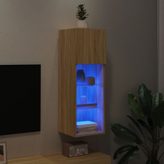 TV spintelė su LED lemputėmis, ąžuolo spalvos, 30,5x30x90cm