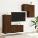 Sieninė TV sekcija, 4 dalių, ruda ąžuolo, apdirbta mediena