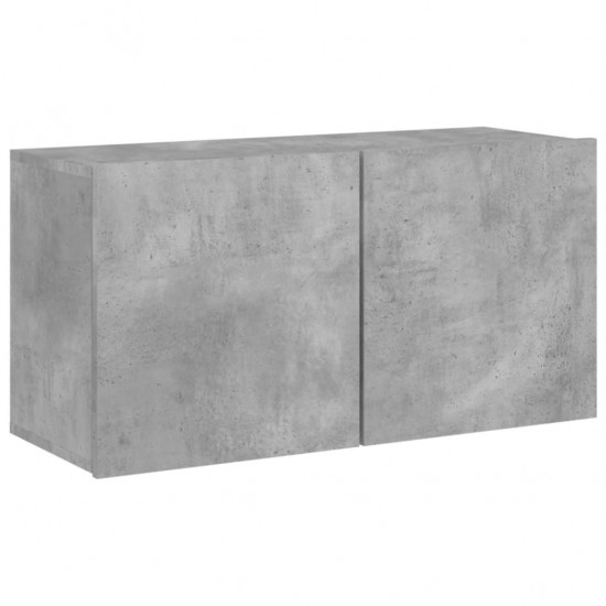 Sieninė TV sekcija, 6 dalių, betono pilka, apdirbta mediena
