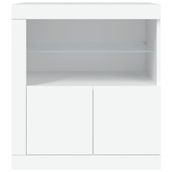 Šoninė spintelė su LED lemputėmis, baltos spalvos, 60,5x37x67cm